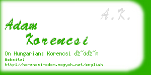 adam korencsi business card